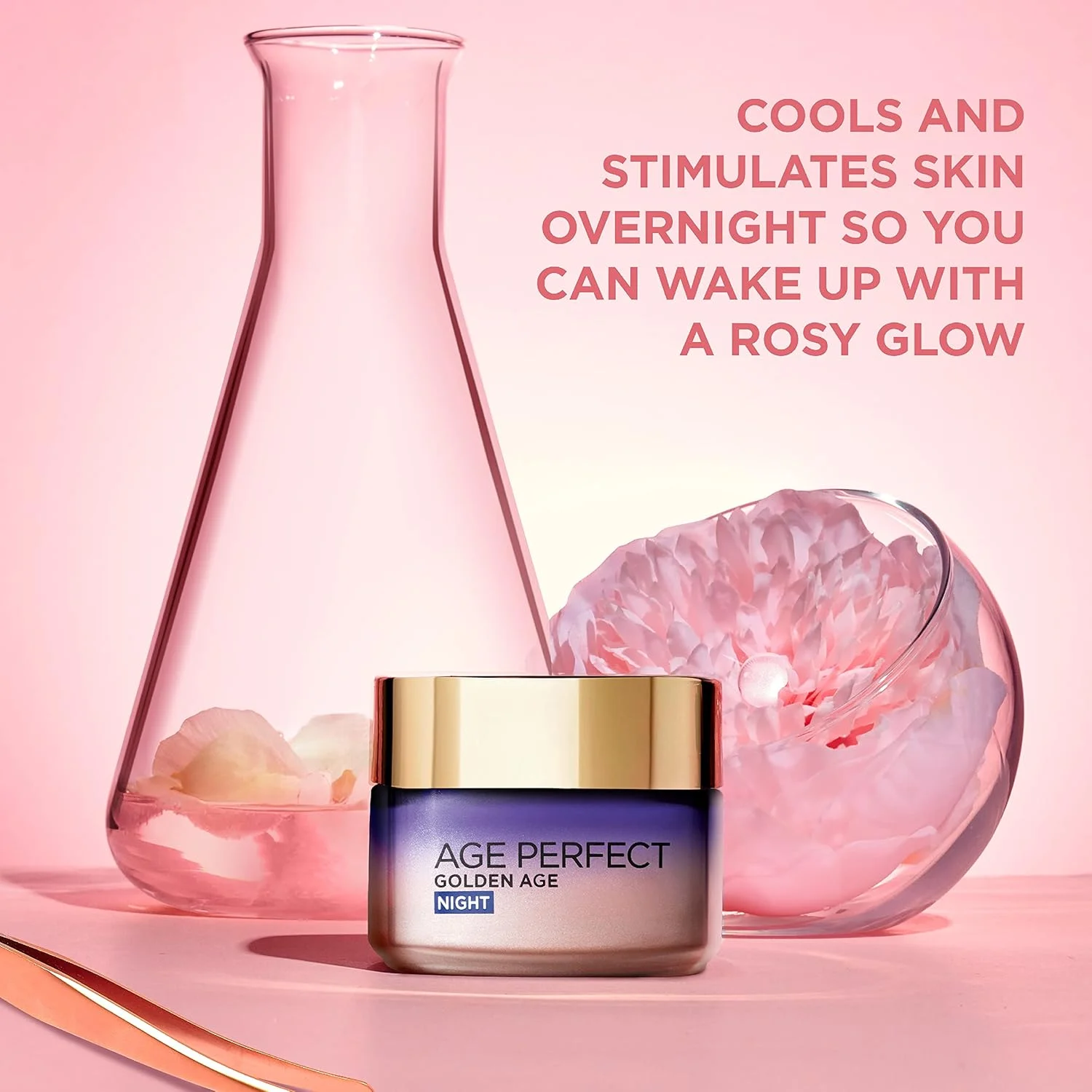 کرم شب مرطوب کننده و خنک کننده لورآل پاریس ایج پرفکت گلدن ایج مناسب پوست های بالغ 50 میلی لیتر