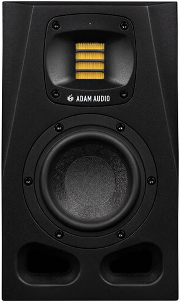 مانیتور استودیویی اکتیو 2-Way نزدیک میدان Adam Audio A4V 130W 4 اینچی، آمپلی فایر کلاس D با توان 110W RMS برای ووفرها، پورت های بیس دوگانه + 3 انتخاب صدا، اکولایزر 4 باندی، ورودی های XLR و RCA آمپلی فایر کلاس AB با توان 20W، مشکی | 12105100