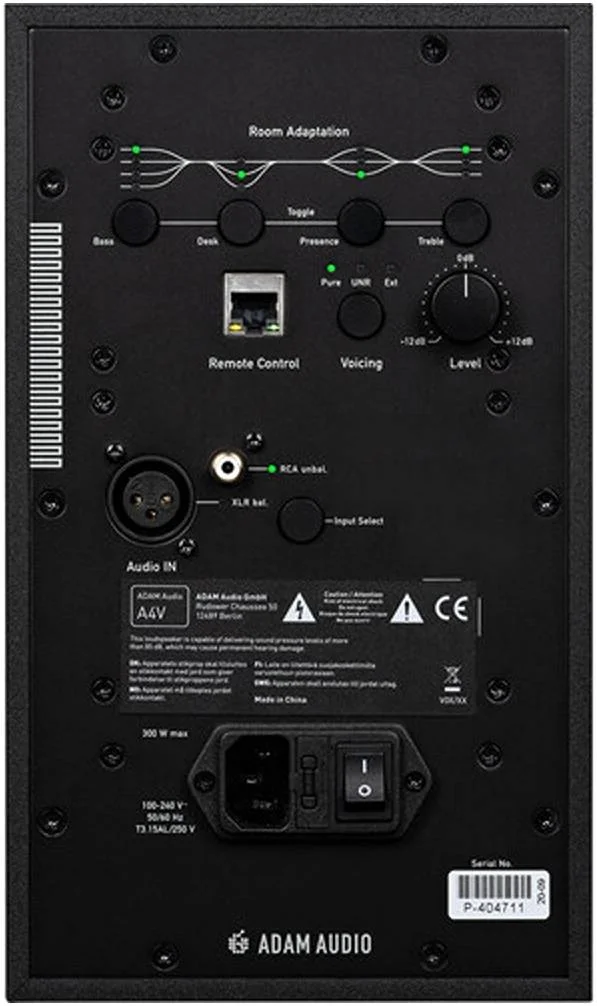 مانیتور استودیویی اکتیو 2-Way نزدیک میدان Adam Audio A4V 130W 4 اینچی، آمپلی فایر کلاس D با توان 110W RMS برای ووفرها، پورت های بیس دوگانه + 3 انتخاب صدا، اکولایزر 4 باندی، ورودی های XLR و RCA آمپلی فایر کلاس AB با توان 20W، مشکی | 12105100 مانیتور استودیویی اکتیو 2-Way نزدیک میدان Adam Audio A4V 130W 4 اینچی، آمپلی فایر کلاس D با توان 110W RMS برای ووفرها، پورت های بیس دوگانه + 3 انتخاب صدا، اکولایزر 4 باندی، ورودی های XLR و RCA آمپلی فایر کلاس AB با توان 20W، مشکی | 12105100