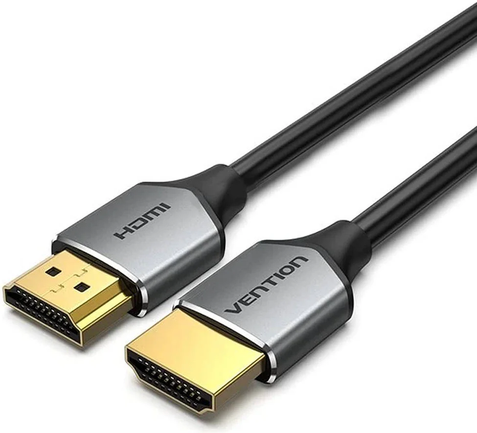 کابل HDMI بسیار نازک Vention 2.0 نر به نر، سرعت انتقال 18 گیگابیت بر ثانیه، تا رزولوشن 4K @ 60Hz، رسانای مس خالص، فویل آلومینیومی + بافت فلزی + محافظ GND، طول 2 متر، مشکی | ALEHH