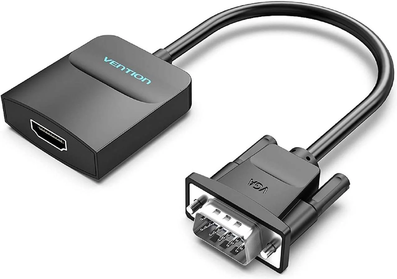 تبدیل کننده VGA به HDMI ونشن، با پورت مادگی میکرو USB و صدا، 0.15 متری، مشکی | ACNBB