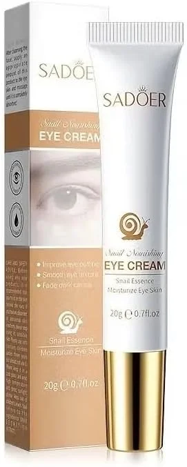 کرم دور چشم حاوی اسانس حلزون 20 گرمی، کرم دور چشم ویتامین C، مرطوب کننده و روشن کننده، سفت کننده و درخشان کننده پوست، مبارزه با سیاهی دور چشم، پف و کیسه های زیر چشم