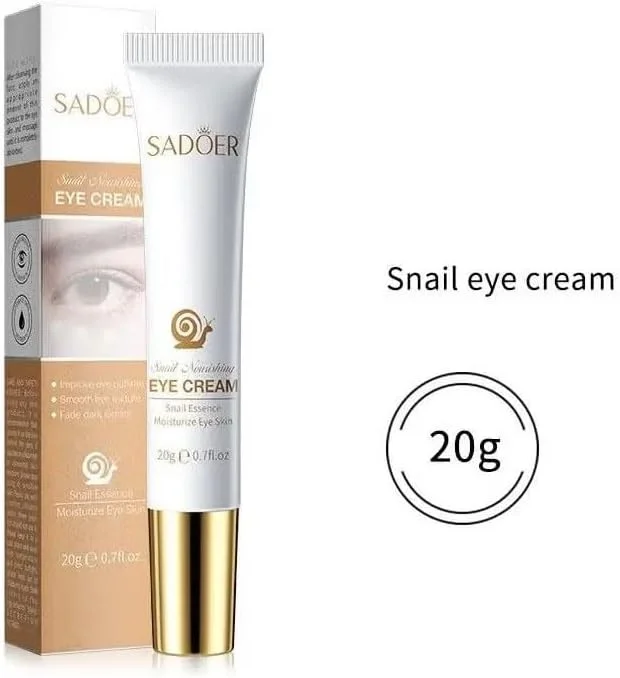 کرم دور چشم حاوی اسانس حلزون 20 گرمی، کرم دور چشم ویتامین C، مرطوب کننده و روشن کننده، سفت کننده و درخشان کننده پوست، مبارزه با سیاهی دور چشم، پف و کیسه های زیر چشم