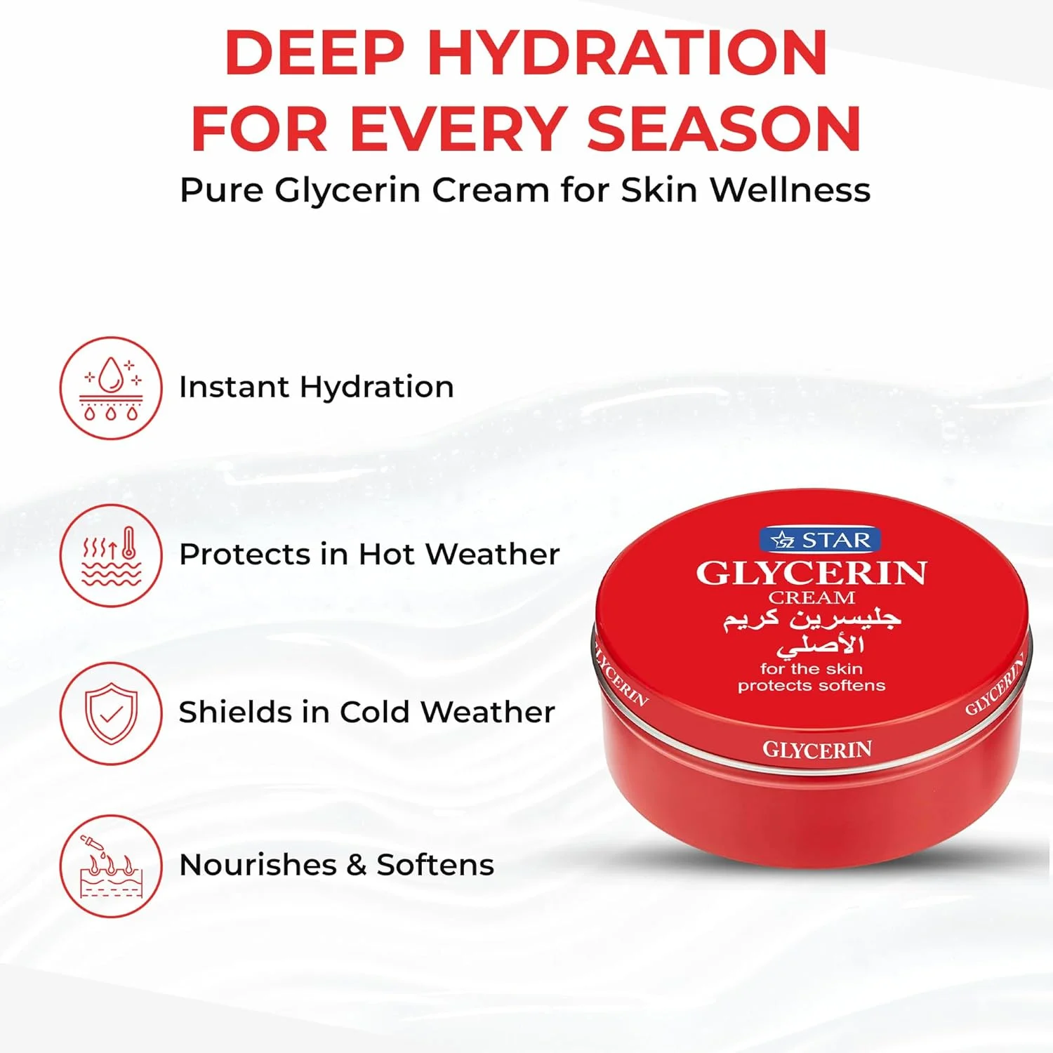 کرم گلیسیرین خالص (بسته 2 عددی 250 گرمی) - کرم مرطوب کننده عمیق و نرم کننده پوست صورت و بدن - برای پوست های خشک، زبر و حساس - آبرسان، تسکین دهنده و احیا کننده درخشندگی