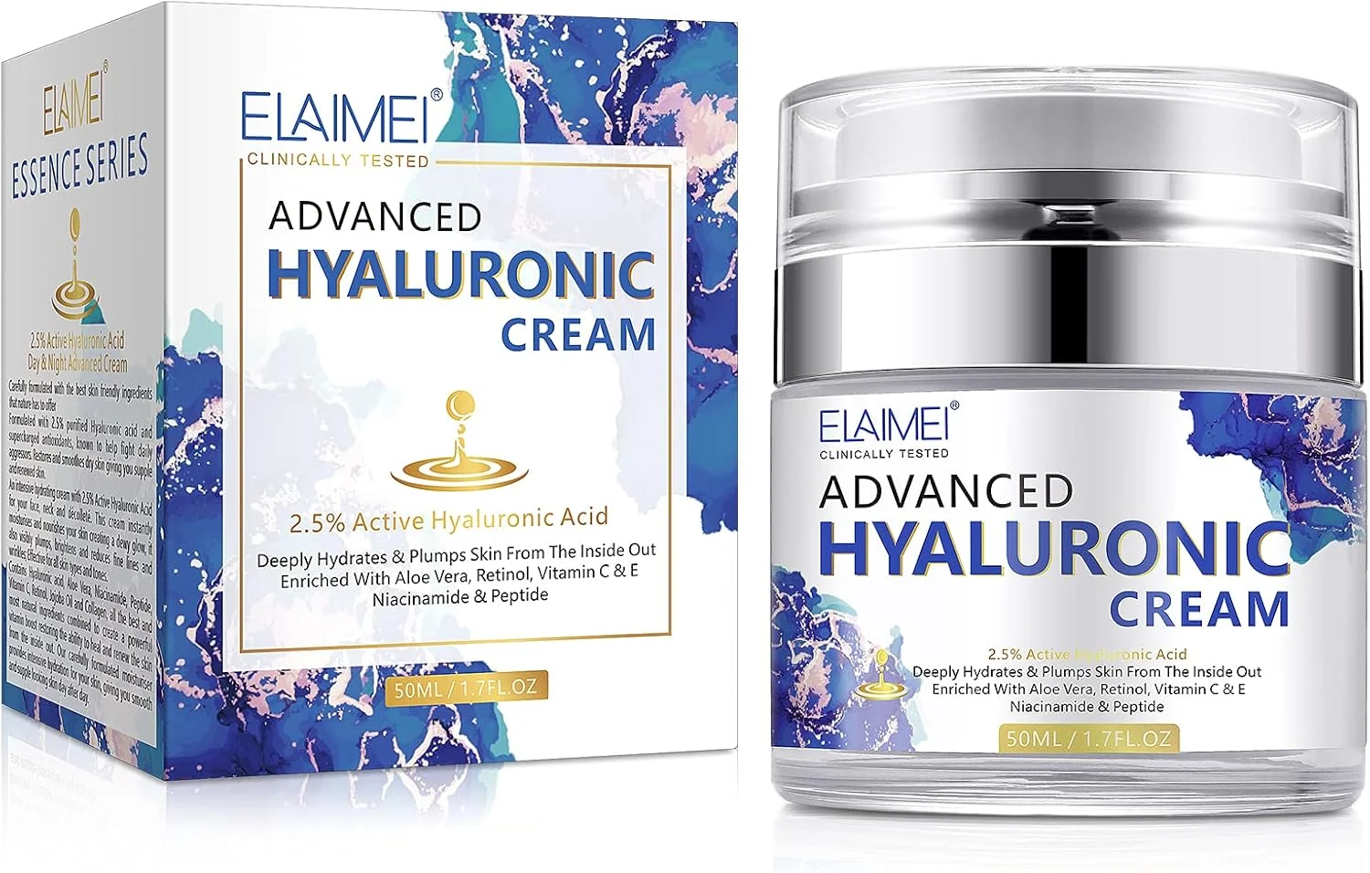 کرم مرطوب کننده صورت پیشرفته حاوی اسید هیالورونیک FGHJ، آبرسانی عمیق برای پوست خشک، کاهش موثر لکه‌ها و حلقه‌های تیره، بهبود رنگ پوست، مناسب برای انواع پوست، 50 گرم