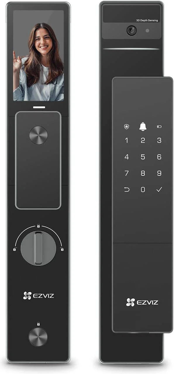 قفل هوشمند درب Ezviz مدل DL50FVS، قفل درب بدون کلید 7 در 1، قفل درب تشخیص چهره سه بعدی، دارای حافظه داخلی 8 گیگابایتی، دید در شب 2 متری، ارتباط داخلی فعال، کنترل از طریق اپلیکیشن، مورتس 6068 | CS-DL50FVS