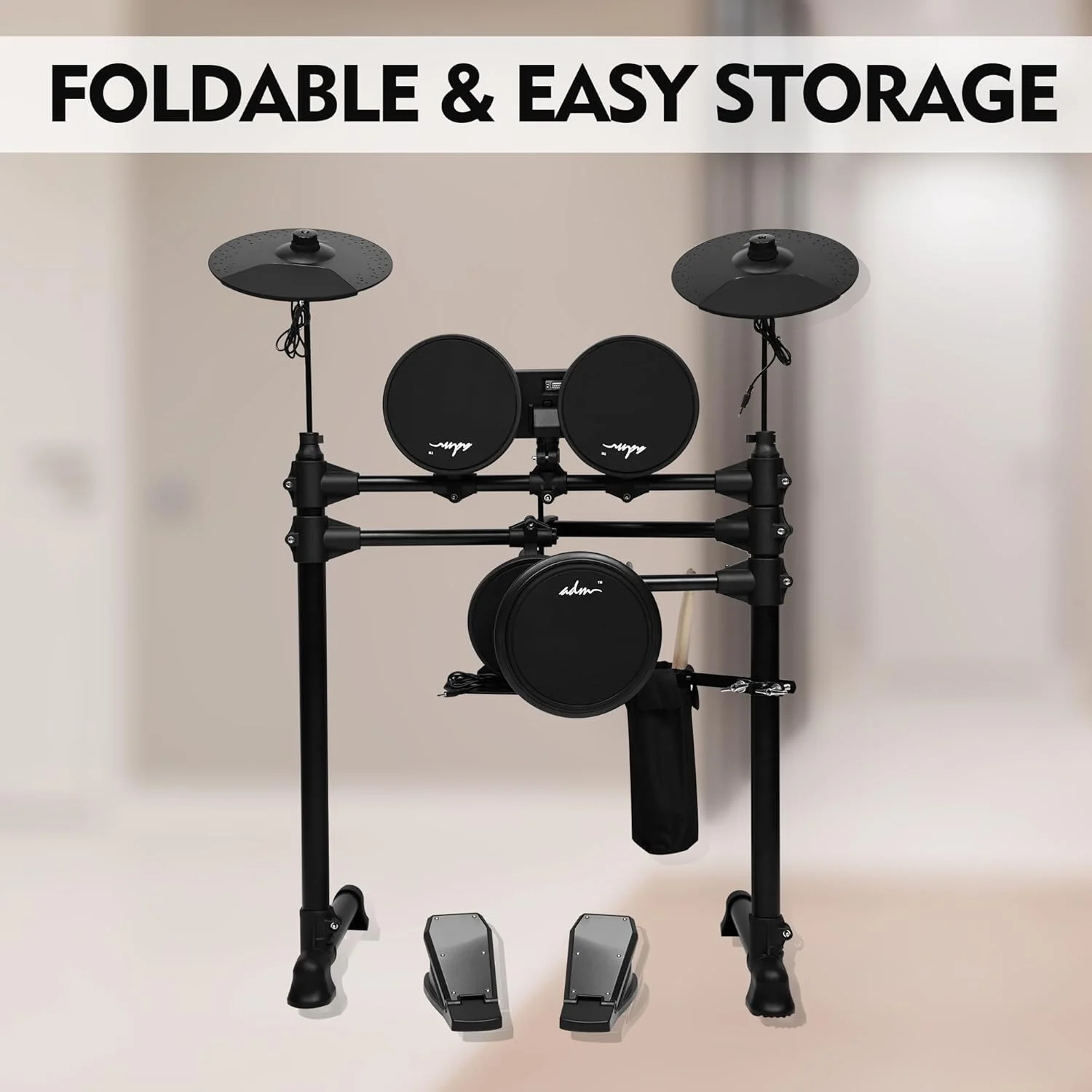 ست درام الکترونیکی ADM با 4 پد مشبک بیصدا، بیش از 180 صدا، کیت درام الکترونیکی برای مبتدیان با 2 پدال سوئیچ، صندلی، هدفون، چوب درام و آموزش ملودیکس ست درام الکترونیکی ADM با 4 پد مشبک بیصدا، بیش از 180 صدا، کیت درام الکترونیکی برای مبتدیان با 2 پدال سوئیچ، صندلی، هدفون، چوب درام و آموزش ملودیکس