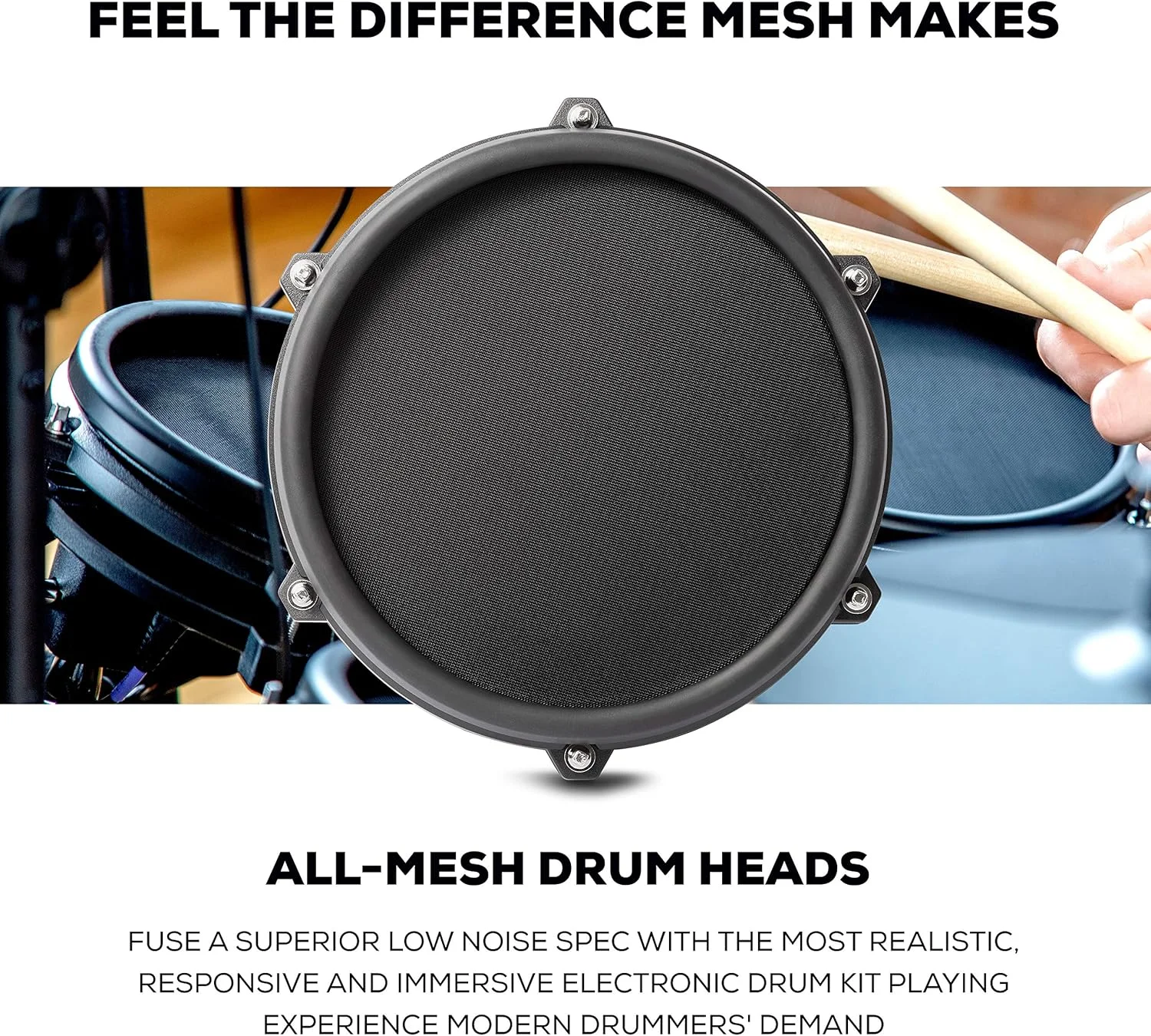 Alesis Drums Nitro Mesh Kit - درامز الکترونیکی با اتصال USB MIDI، پدهای مش درام، پدال کیک و درام کیک لاستیکی، 40 کیت و 385 صدا