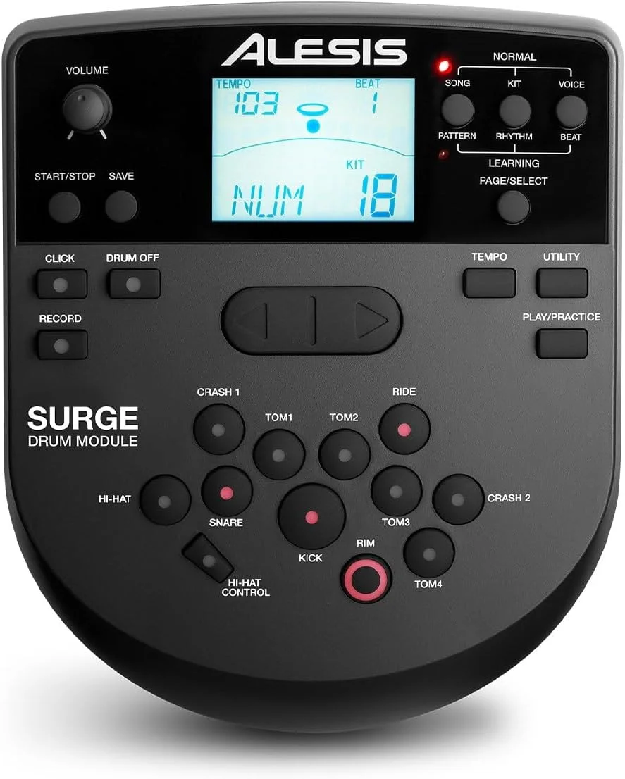 درام کیت الکترونیکی مش Alesis Drums Surge - ست درام الکترونیکی با اتصال USB MIDI، پدهای مش دوگانه، چوب درام، 40 کیت و 385 صدا درام کیت الکترونیکی مش Alesis Drums Surge - ست درام الکترونیکی با اتصال USB MIDI، پدهای مش دوگانه، چوب درام، 40 کیت و 385 صدا