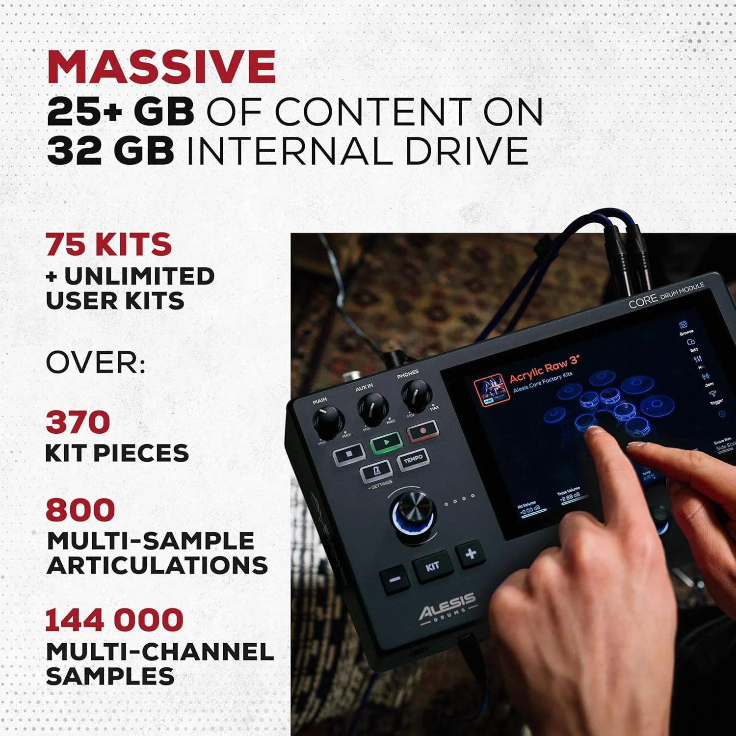 ست درام الکترونیکی Alesis Strata Club با ۱۴۴ هزار نمونه چند کاناله، صفحه لمسی، سنج های سه منطقه ای، درام های مش دو منطقه ای و کیک ۸ اینچی ست درام الکترونیکی Alesis Strata Club با ۱۴۴ هزار نمونه چند کاناله، صفحه لمسی، سنج های سه منطقه ای، درام های مش دو منطقه ای و کیک ۸ اینچی