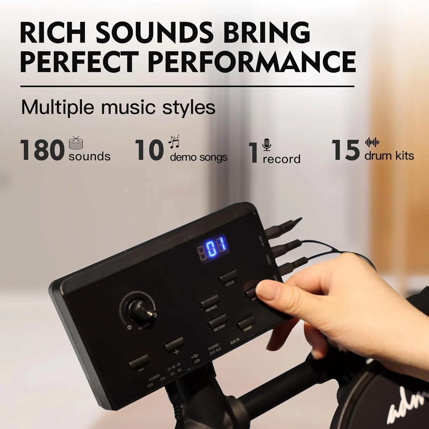 ست درام الکترونیکی ADM با 4 پد مشبک بیصدا، بیش از 180 صدا، کیت درام الکترونیکی برای مبتدیان با 2 پدال سوئیچ، صندلی، هدفون، چوب درام و آموزش ملودیکس ست درام الکترونیکی ADM با 4 پد مشبک بیصدا، بیش از 180 صدا، کیت درام الکترونیکی برای مبتدیان با 2 پدال سوئیچ، صندلی، هدفون، چوب درام و آموزش ملودیکس