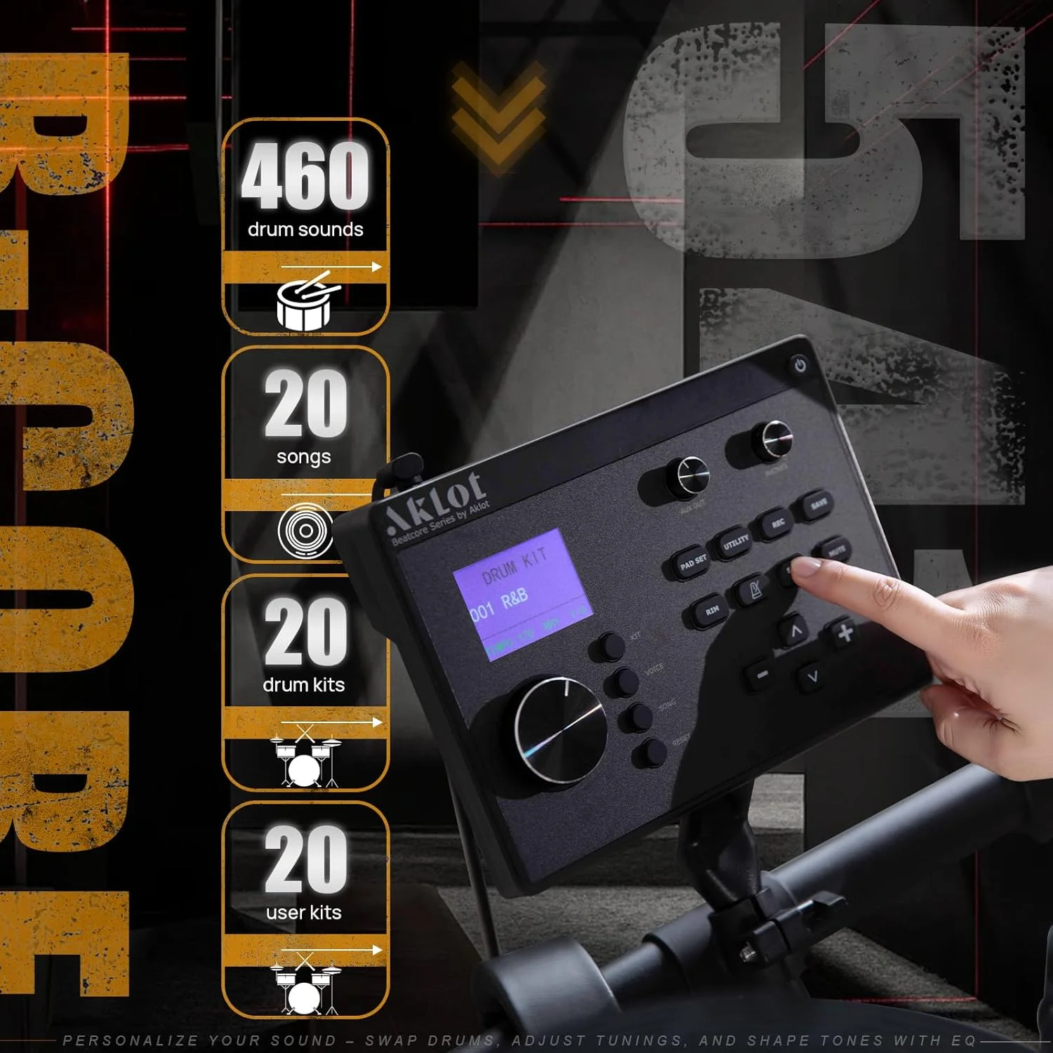 ست درام الکترونیکی سایز بزرگ AKLOT: پدال دوبل مستقل برای درام باس و اسنر دو-زون 10 اینچی، های-هت مستقل دو تکه، سنج راید سه-زون 12 اینچی، 460 صدا، USB MIDI (B-CORE541D) ست درام الکترونیکی سایز بزرگ AKLOT: پدال دوبل مستقل برای درام باس و اسنر دو-زون 10 اینچی، های-هت مستقل دو تکه، سنج راید سه-زون 12 اینچی، 460 صدا، USB MIDI (B-CORE541D)