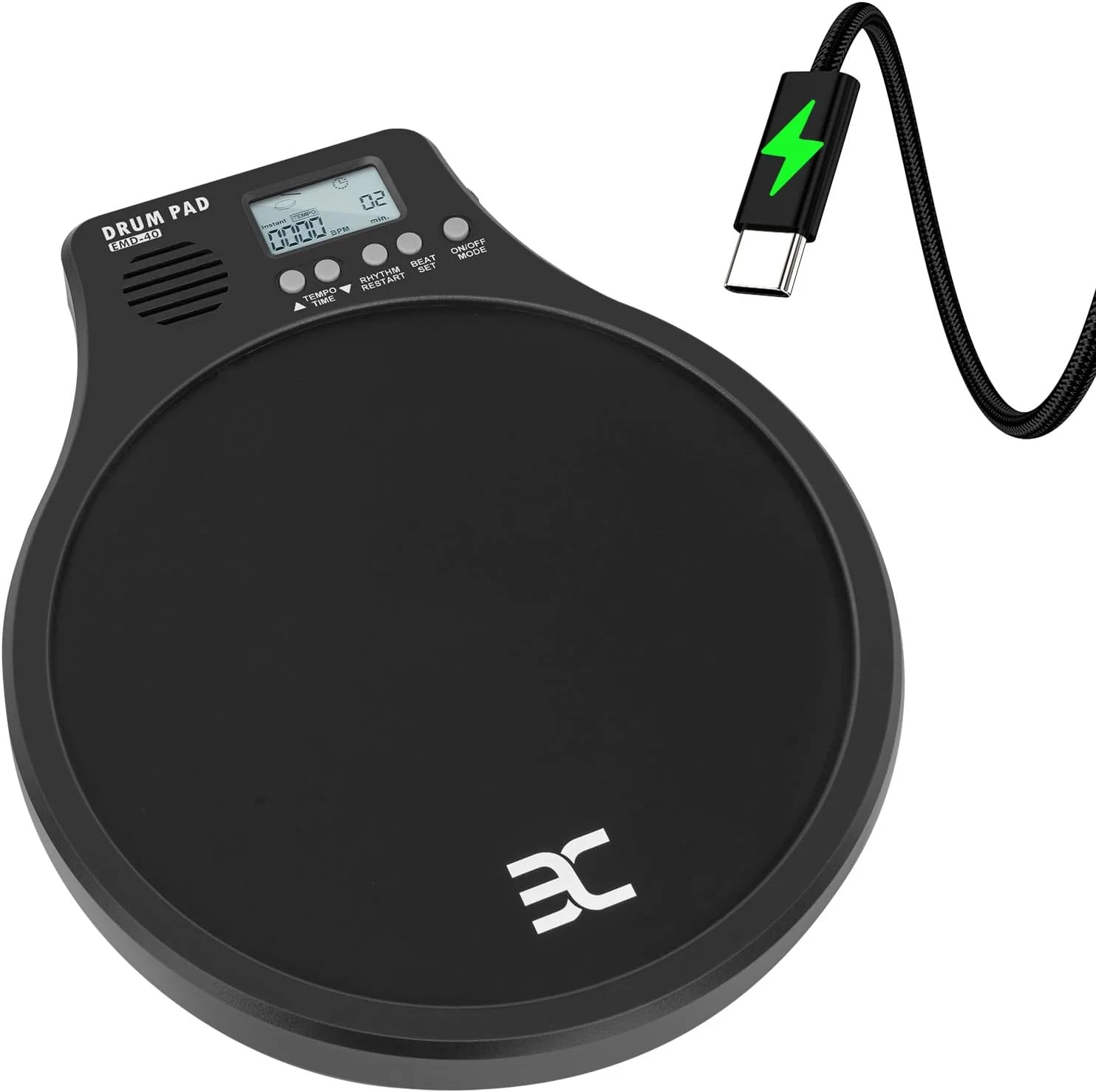پد تمرین درام الکترونیکی EX مدل 【3 در 1】، با 【مترونوم، تشخیص سرعت و شمارش ضربه】 پد درام دیجیتال سیلیکونی TPR 10 اینچی، ایده آل برای مبتدیان و نوازندگان در حال حرکت