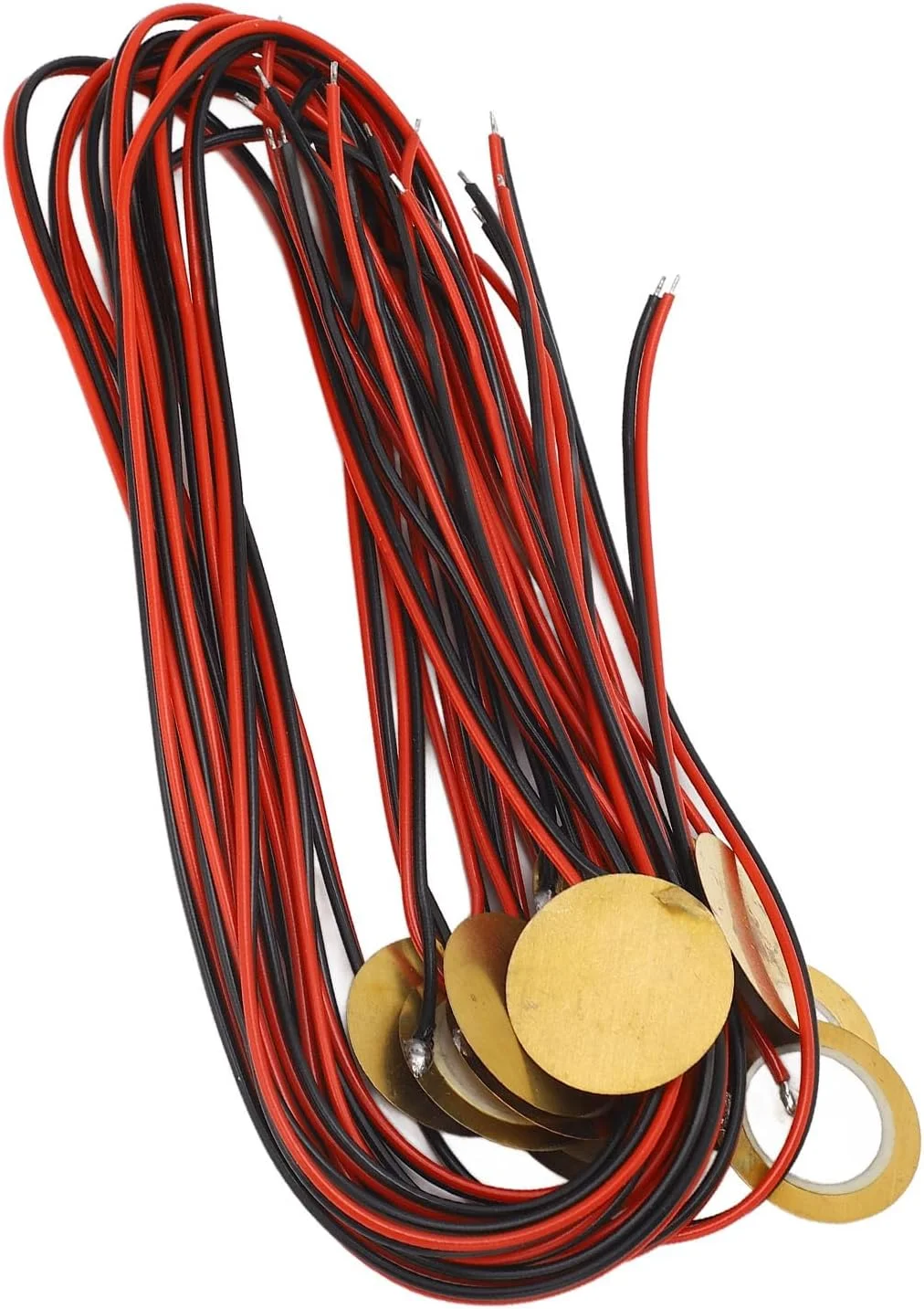 مجموعه 12 عددی دیسک پیزو 27 میلی‌متری با سیم، مبدل پیزوالکتریک برنجی، سنسور پیکاپ پیزو با حساسیت بالا برای گیتار آکوستیک و درام