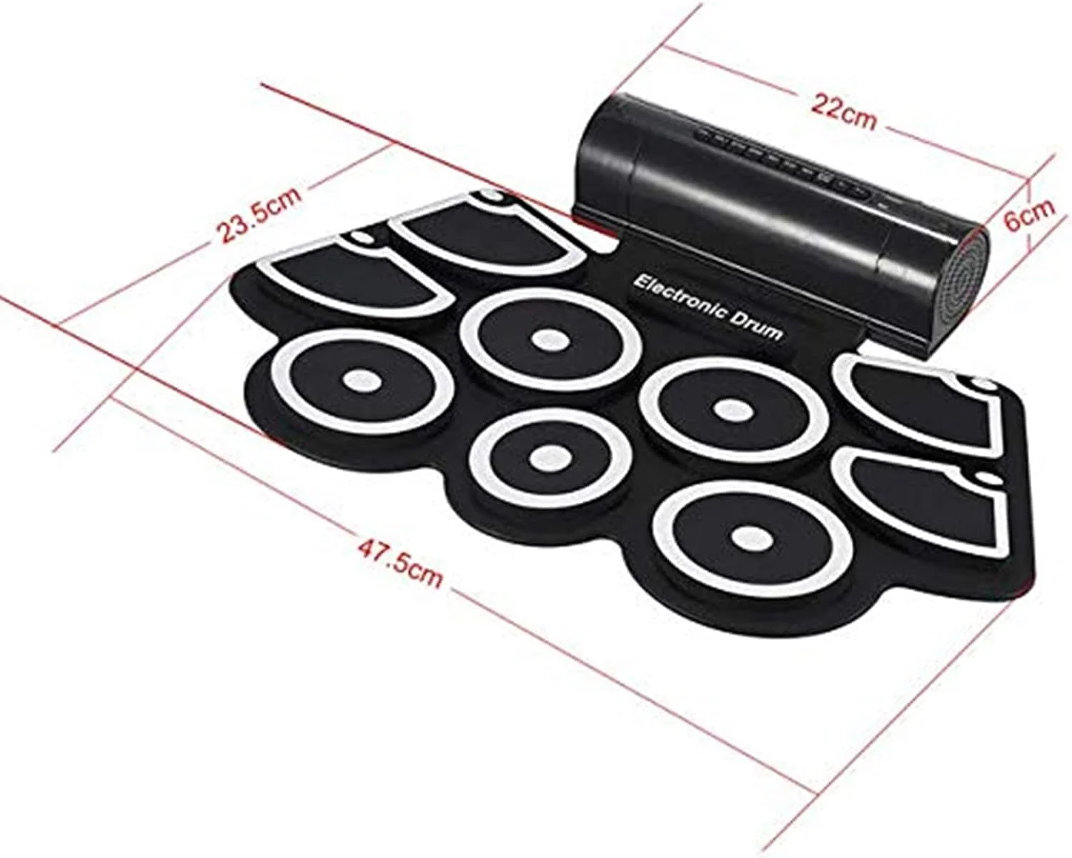درام پد الکترونیکی تاشو و قابل حمل SKEIDO با 7 پد درام، ساز موسیقی MIDI، کیت درام رولی سیلیکونی به همراه چوب