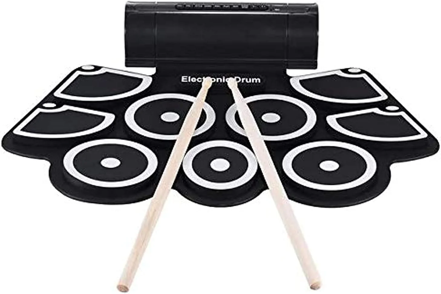 ست پد درام الکترونیکی رولی SKEIDO، ۹ پد سیلیکونی، بلندگوهای داخلی به همراه چوب‌های درام و پدال‌های پا