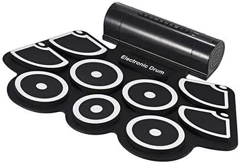 ست پد درام الکترونیکی رولی SKEIDO، ۹ پد سیلیکونی، بلندگوهای داخلی به همراه چوبهای درام و پدالهای پا ست پد درام الکترونیکی رولی SKEIDO، ۹ پد سیلیکونی، بلندگوهای داخلی به همراه چوبهای درام و پدالهای پا