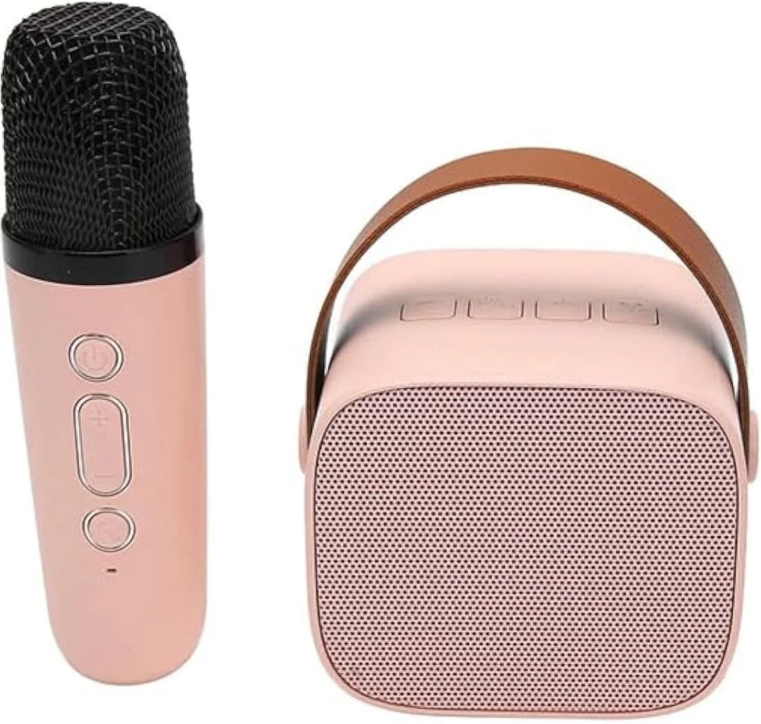 دستگاه کارائوکه YU WELL، اسپیکر بلوتوث قابل حمل، دستگاه کارائوکه استریو چند منظوره با صدای پویا به همراه 1 میکروفون بی سیم برای مهمانی خانگی و KTV (صورتی، 1 میکروفون)