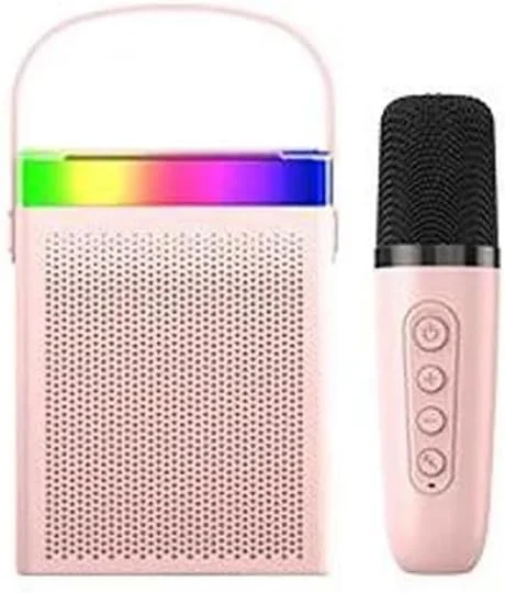 دستگاه کارائوکه بلوتوثی کوچک قابل حمل با میکروفون بی سیم - بلندگوی کارائوکه عالی برای کودکان و بزرگسالان - هدیه ایده آل برای تمام سنین