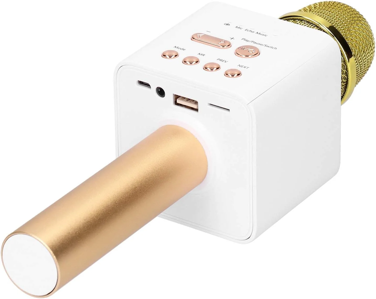 میکروفون کارائوکه، صدای استریو HIFI، سناریوهای استفاده چندگانه، لذت بردن از افکت KTV، برای تلفن همراه و برنامه K Song برای آواز خواندن، گوش دادن و ضبط (طلایی شامپاین)