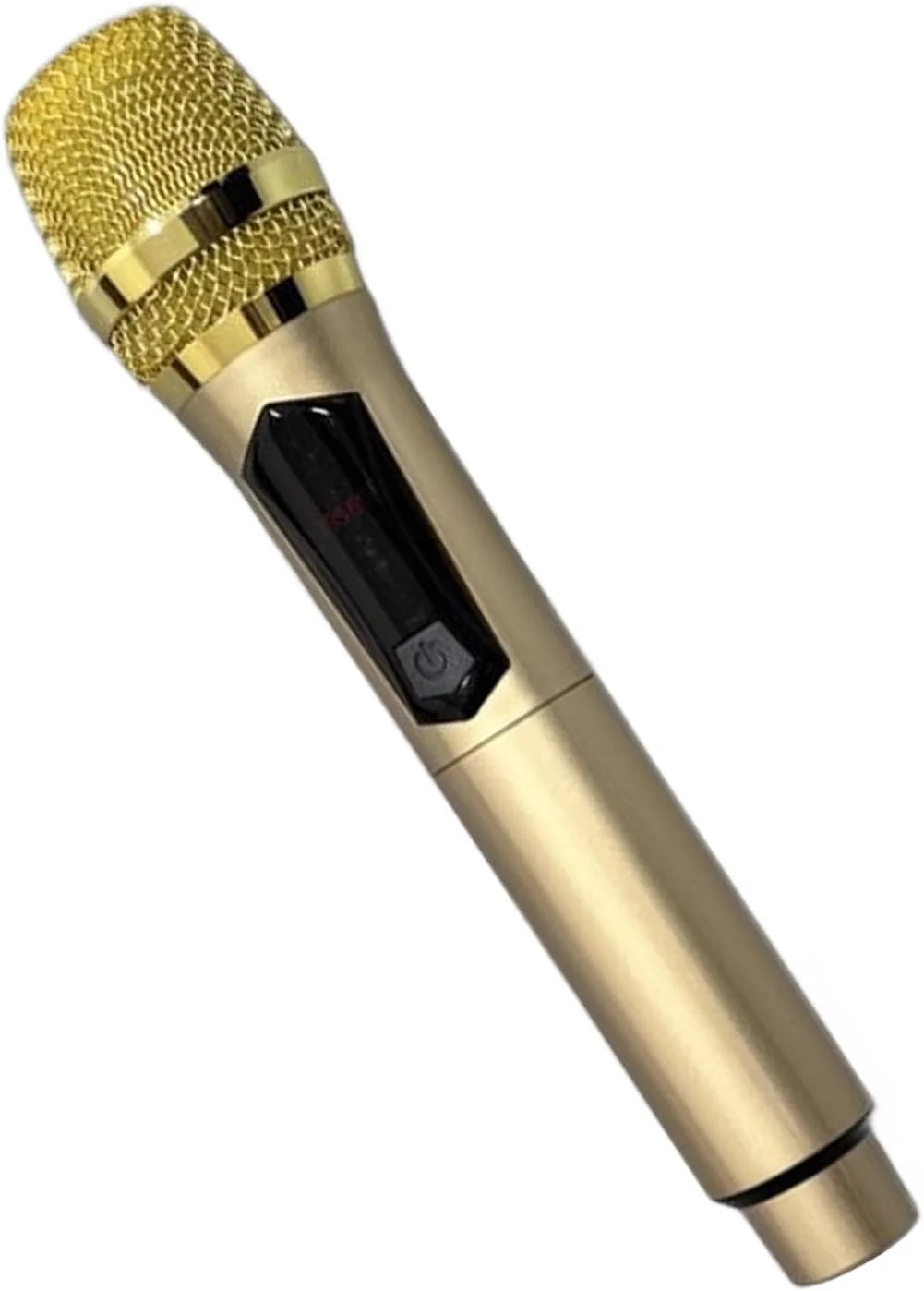 میکروفون بی سیم، میکروفون کارائوکه خانگی 1 به 1 600 هرتز تا 800 کیلوهرتز، دستی شیک با صفحه نمایش ال ای دی برای آواز خواندن در کنفرانس های خانگی در فضای باز، اتصال کارت صدای زنده (طلایی)