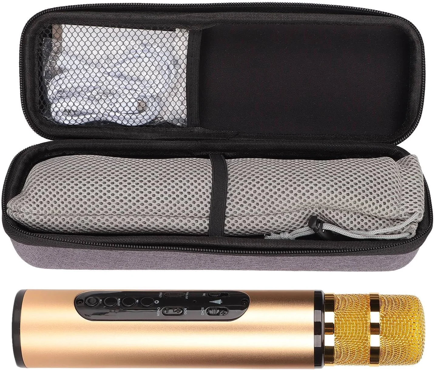 میکروفون بی سیم، میکروفون کارائوکه دستی قابل حمل Q6 برای مهمانی، ماشین، خانه، فضای باز، KTV (طلایی)