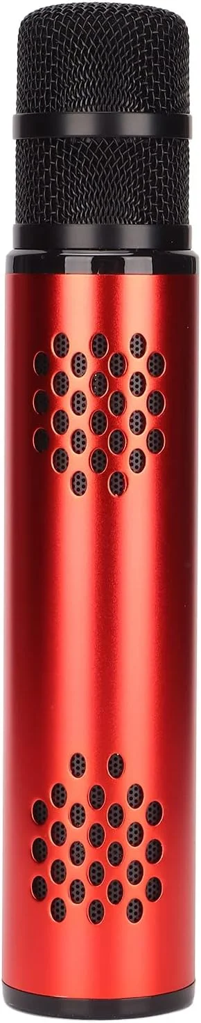 میکروفون کارائوکه بی‌سیم و شیک، میکروفون دستی قابل حمل با چهار افکت صوتی، پنج صدای جادویی، بی‌صدا کردن با یک کلیک برای جشن تولد خانگی، ماشین، فضای باز و Ktv (قرمز)