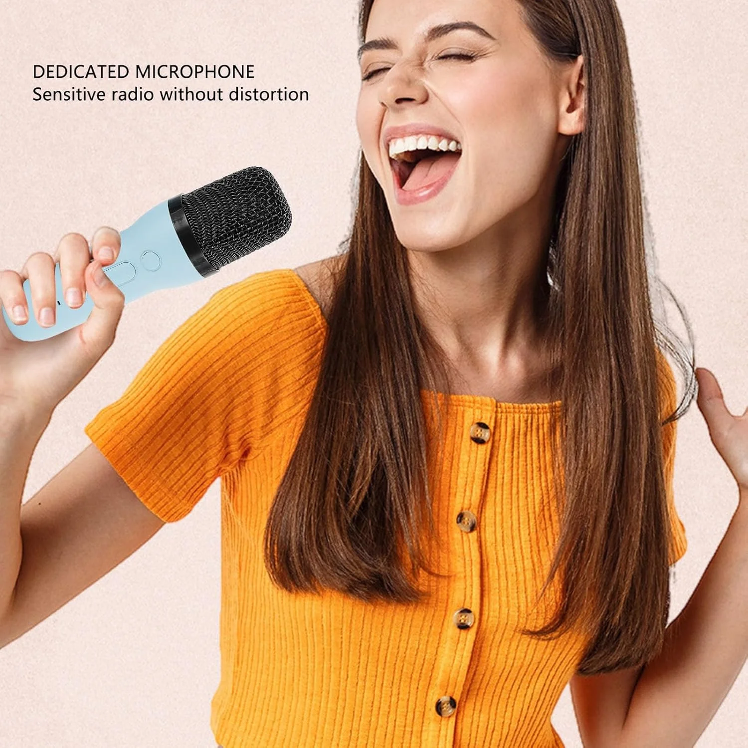 اسپیکر بی‌سیم همراه با میکروفون، دستگاه کارائوکه قابل حمل با صدای استریو BT، جلوه‌های تغییر صدا سرگرم‌کننده، باتری 2600 میلی‌آمپر ساعتی، مناسب برای مهمانی‌های خانگی