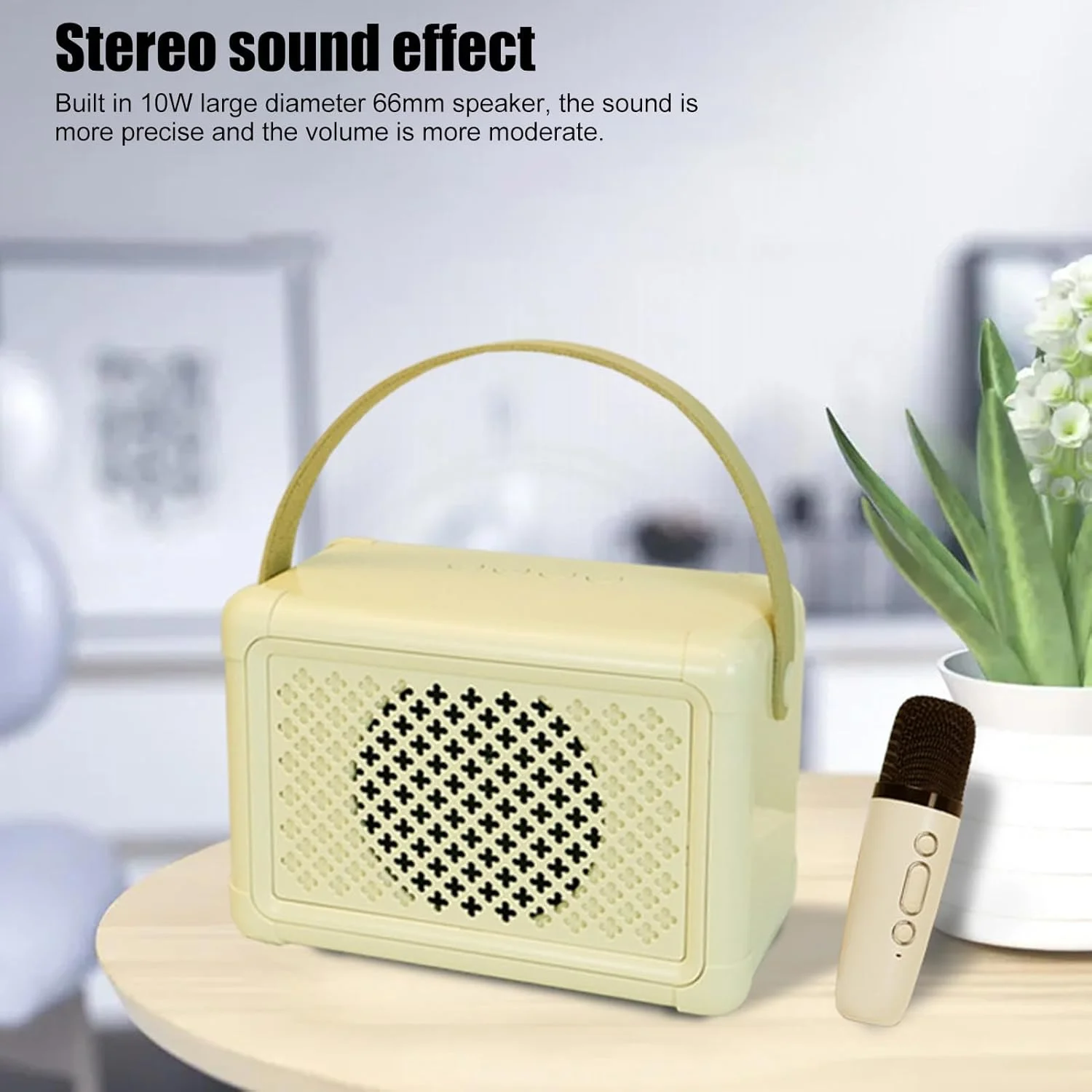اسپیکر کارائوکه بی سیم، اسپیکر 5.0 با 2 میکروفون بی سیم، صدای استریو، دستگاه کارائوکه قابل حمل برای مهمانی خانوادگی، سبک و قابل حمل (ASHATA79gwqsm8y1-12)