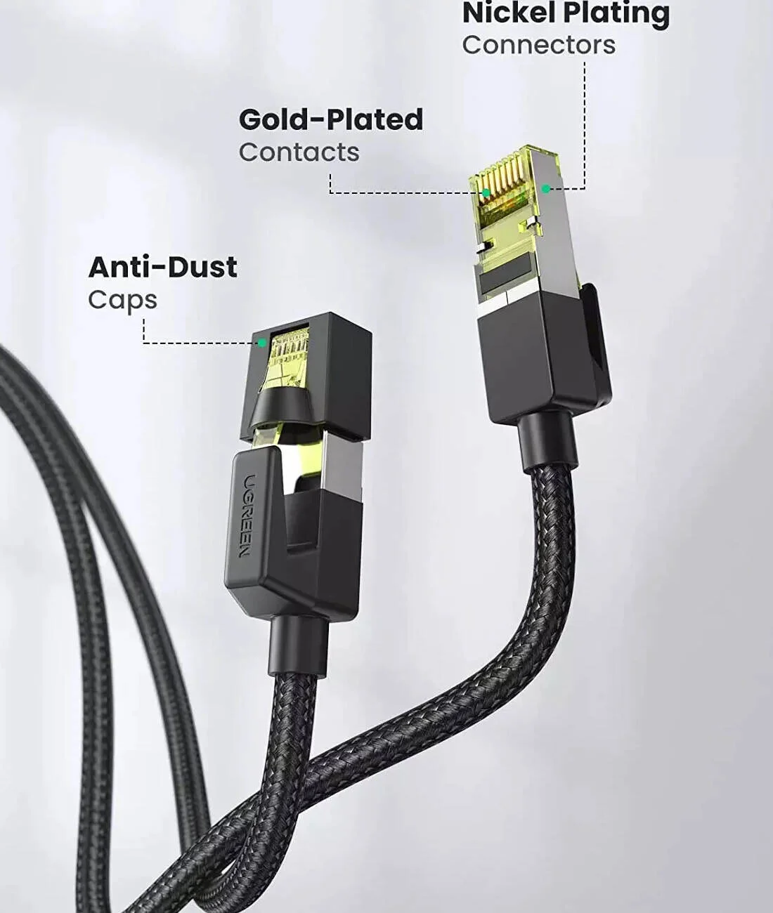 کابل محافظ دار گرد UGREEN CAT 7 با پلاگین های ماژولار بافته شده 5 متری | 80425 کابل محافظ دار گرد UGREEN CAT 7 با پلاگین های ماژولار بافته شده 5 متری | 80425