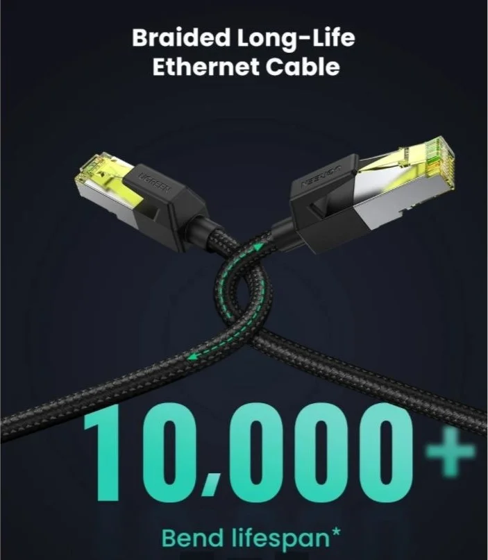 کابل شبکه Cat 7 شیلددار UGREEN با روکش بافته شده و کانکتور RJ45 اترنت 1 متری | مدل 80421 کابل شبکه Cat 7 شیلددار UGREEN با روکش بافته شده و کانکتور RJ45 اترنت 1 متری | مدل 80421