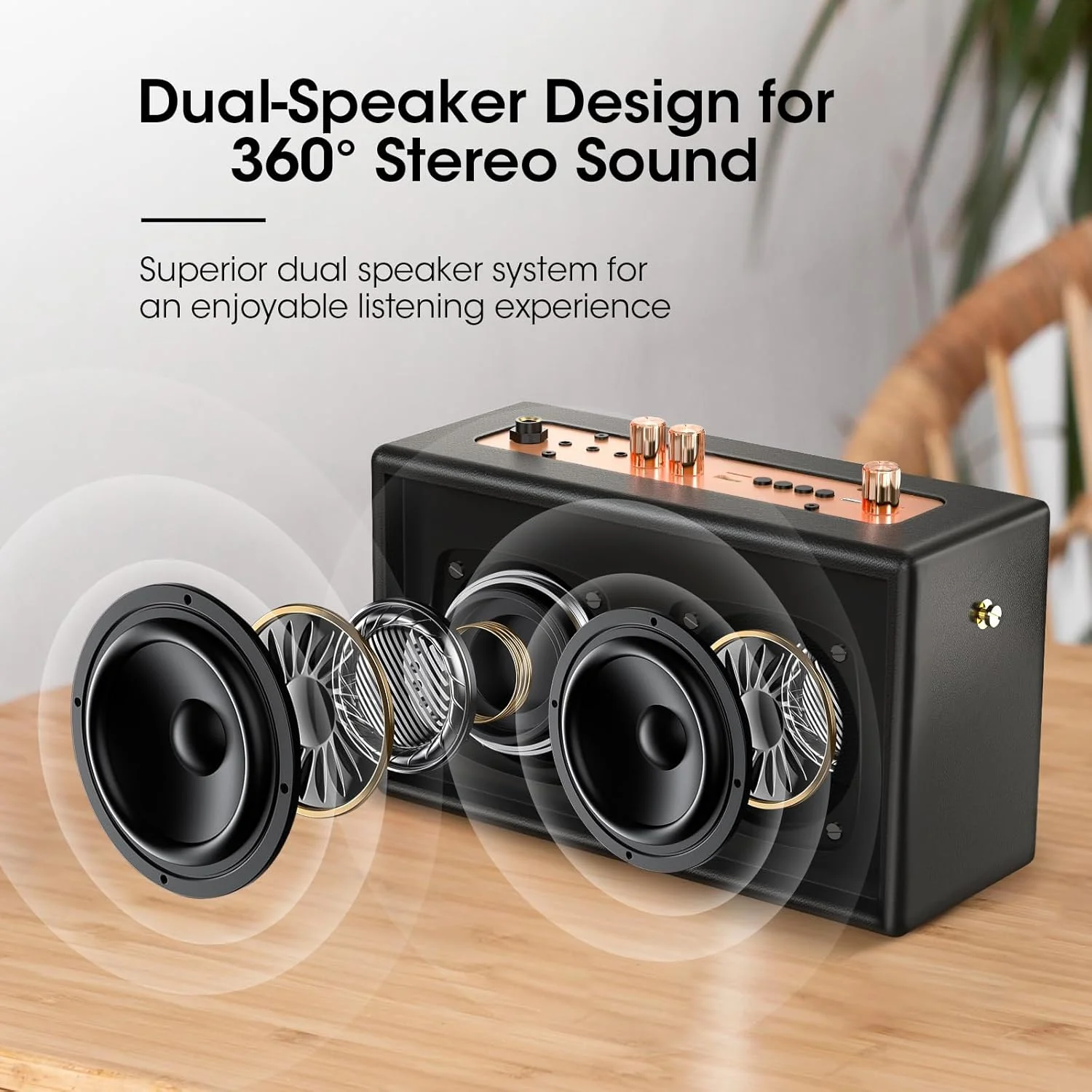 دستگاه کارائوکه رترو با دو میکروفون بی سیم، بلندگوی بلوتوث قابل حمل برای بزرگسالان و کودکان، سیستم PA قابل شارژ برای مهمانی خانگی، پشتیبانی از AUX/USB/TF/OTG، هدایای دکوری وینتیج