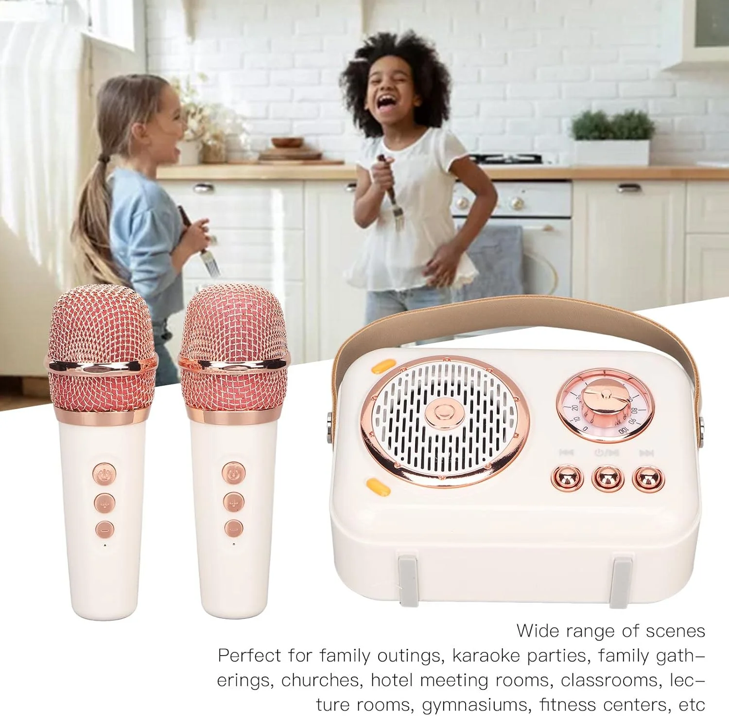 دستگاه کارائوکه با 2 میکروفون بی سیم، سیستم PA بلندگوی بلوتوث قابل حمل برای بزرگسالان و کودکان، بلندگوی بلوتوث قابل حمل با مجموعه میکروفون برای خانواده، مهمانی ها، کلیساها