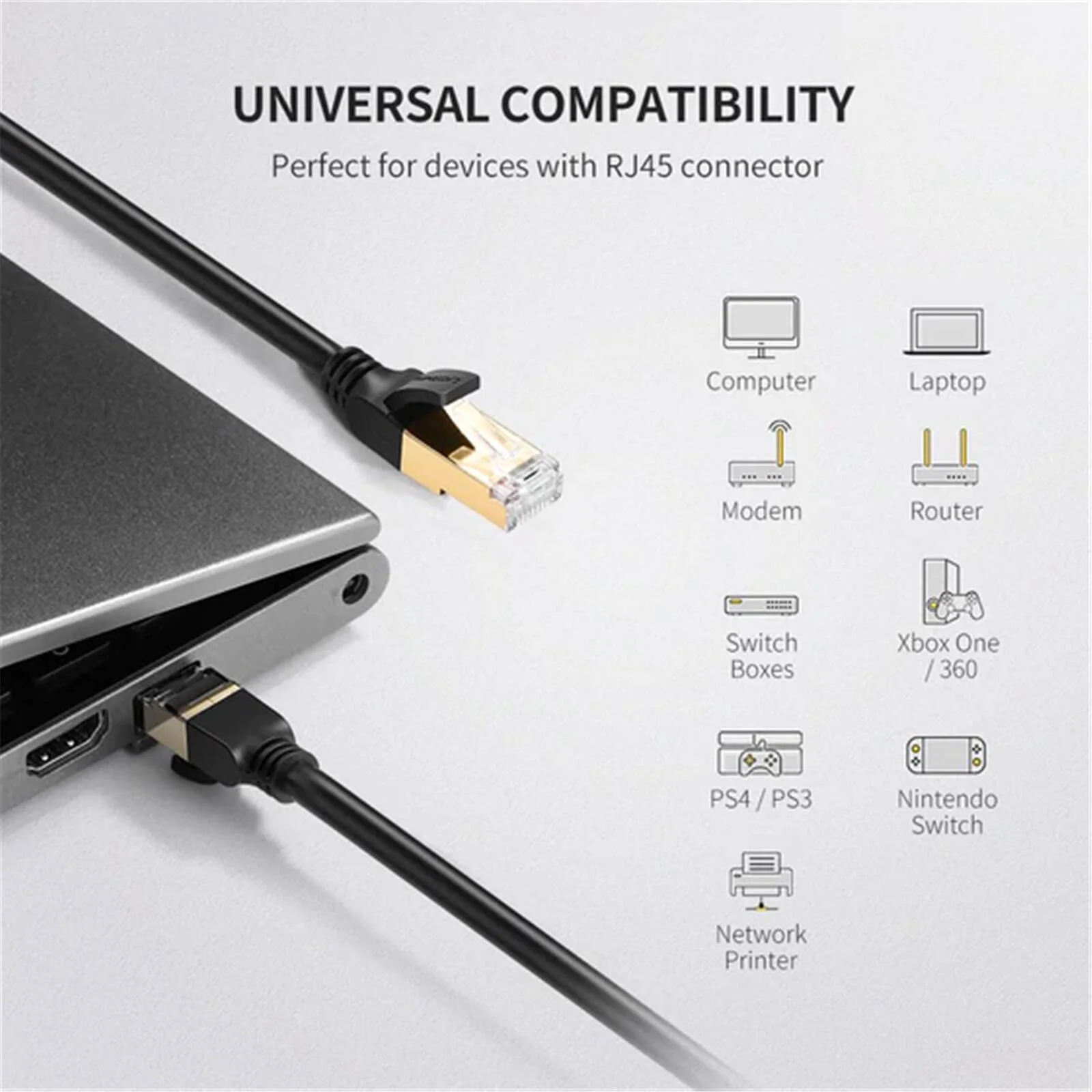 کابل شبکه UGREEN NW107 RJ45/Cat 7 STP با سیم گرد، سرعت بالای 10 گیگابیت بر ثانیه، روکش طلا، 26 AWG، اتصال آسان، سازگاری جهانی با تمام دستگاه های دارای پورت RJ45، طول 2 متر، مشکی | 11269 کابل شبکه UGREEN NW107 RJ45/Cat 7 STP با سیم گرد، سرعت بالای 10 گیگابیت بر ثانیه، روکش طلا، 26 AWG، اتصال آسان، سازگاری جهانی با تمام دستگاه های دارای پورت RJ45، طول 2 متر، مشکی | 11269