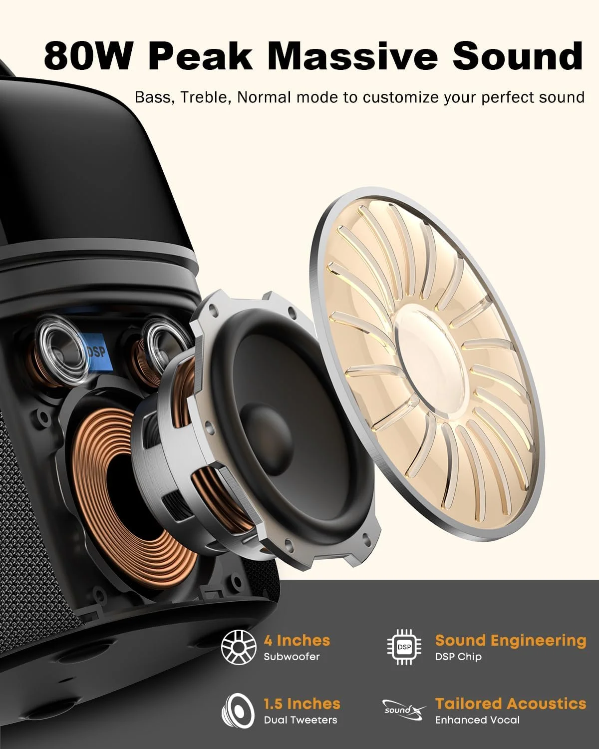 دستگاه کارائوکه برای بزرگسالان و کودکان با 2 میکروفون بی سیم، سیستم بلندگوی PA بلوتوث قابل حمل با قابلیت تنظیم Bass/Treble، چراغ های RGB برای مهمانی های خانگی، عروسی ها و جشن تولد