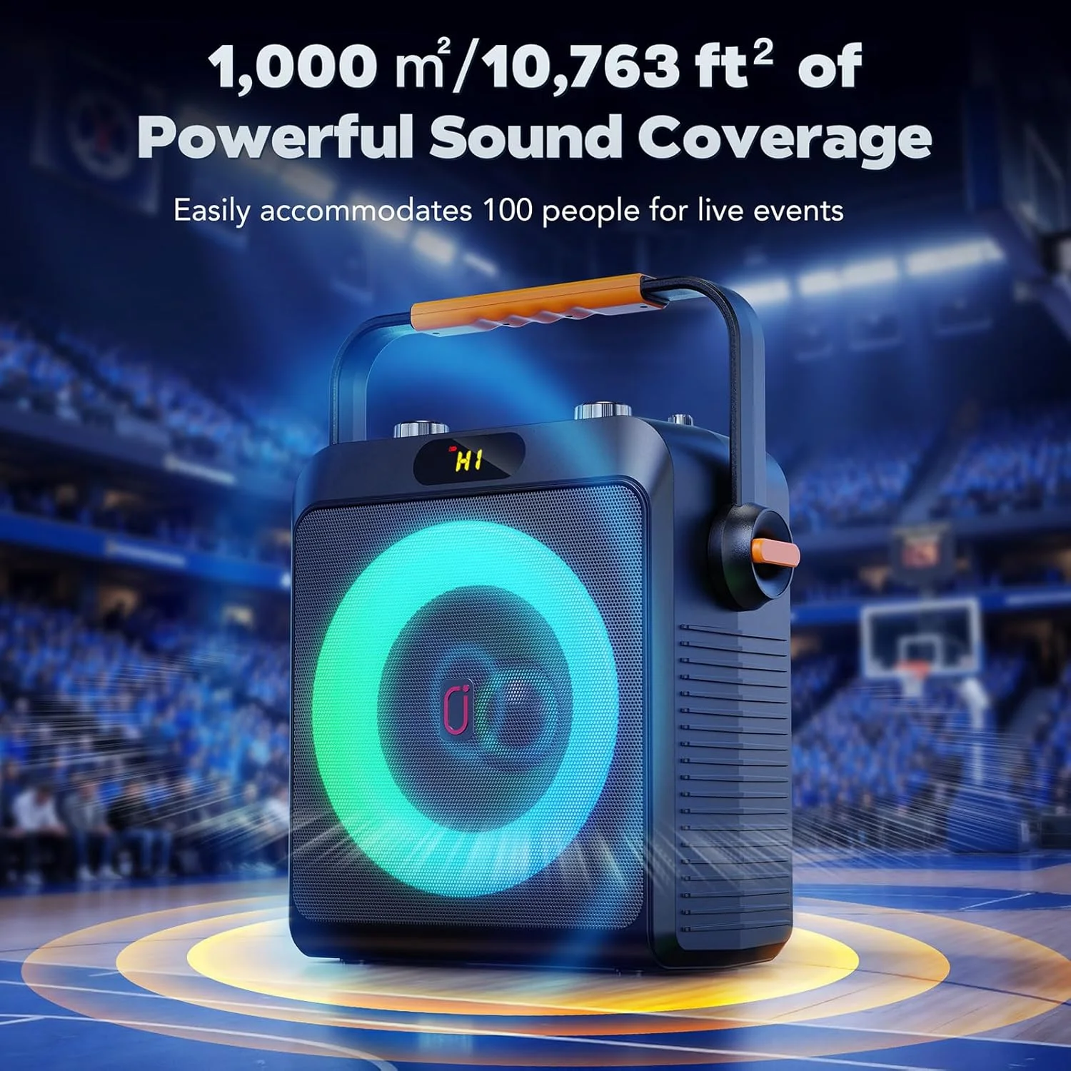 دستگاه کارائوکه با 2 میکروفون بی سیم برای بزرگسالان، بلندگوی بلوتوث 5.3 با ساب ووفر ارتقا یافته، تقویت کننده باس | سیستم PA مهمانی خانگی، گردهمایی های فضای باز، پشتیبانی از TV/AUX/USB/TF Card/Live