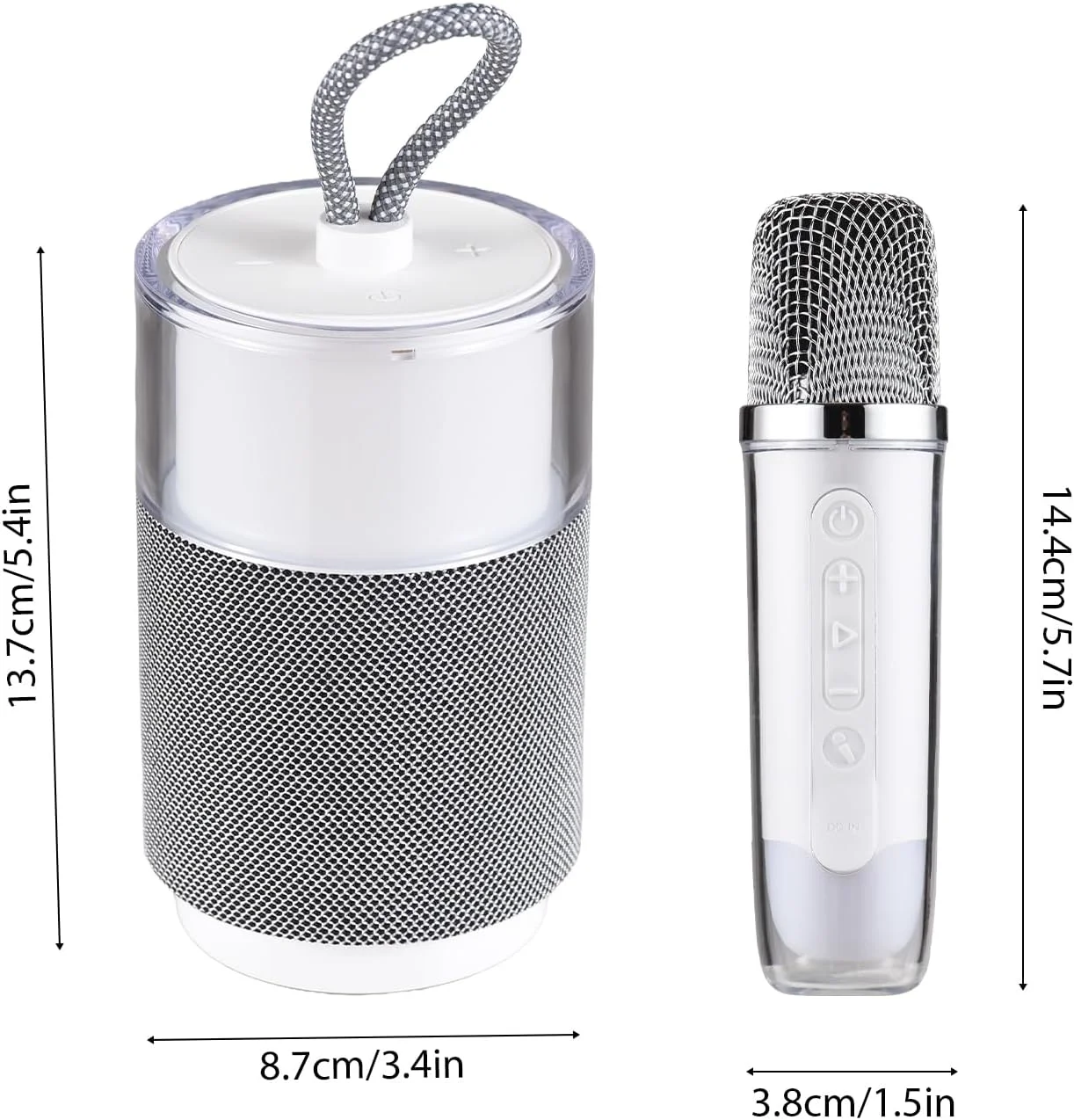 دستگاه کارائوکه کوچک با 2 میکروفون بی سیم، میکروفون BT و بلندگو، ست KTV با جلوه های نوری رنگارنگ، میکروفون دستی برای جشن تولد، مهمانی خانگی، فضای باز، سیستم کارائوکه قابل حمل و سبک