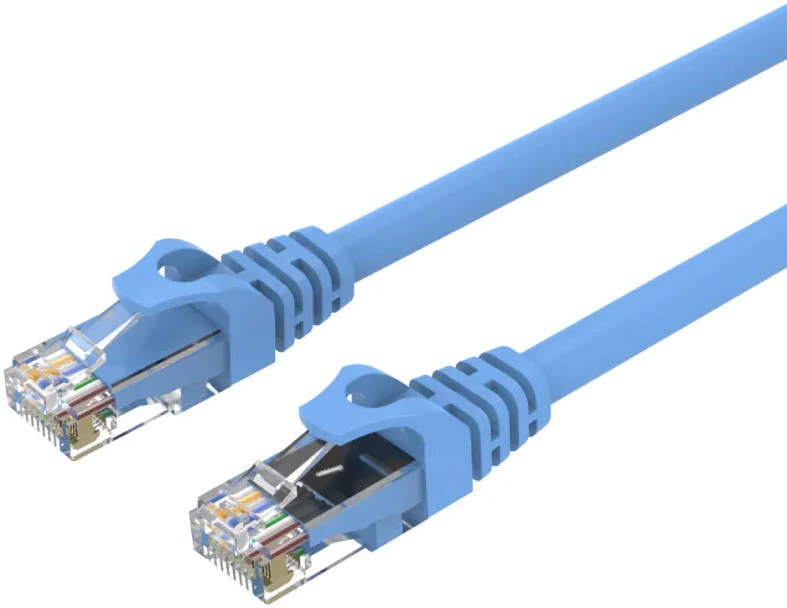 کابل اترنت Cat 6 UTP RJ45، 8P8C، M به M، سرعت انتقال تا 1000 مگابیت بر ثانیه/500 مگاهرتز، روکش طلای 24K، سیم های مسی، طول کابل 2 متری، آبی | Y-C810ABL