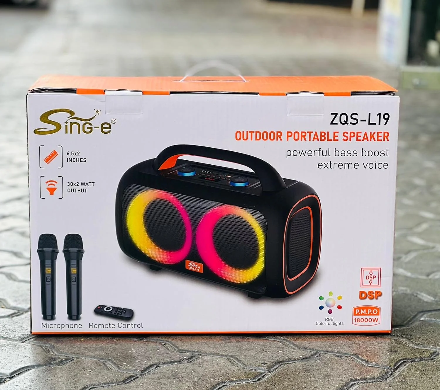 دستگاه کارائوکه با 2 میکروفون بی سیم، بلوتوث، اسپیکر قابل حمل قدرتمند با تقویت بیس قوی و نورهای رنگارنگ.