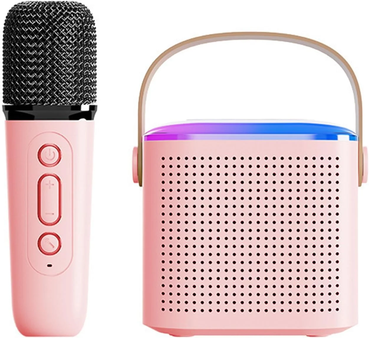 دستگاه کارائوکه قابل حمل با میکروفون بی سیم برای بزرگسالان و کودکان، اسپیکر BT 5.3 با نور RGB، پشتیبانی از کارت TF، Type C، هدفون، Auxin، مناسب مهمانی و جلسات