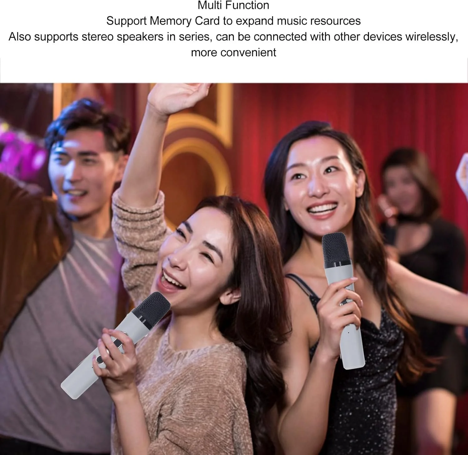 دستگاه کارائوکه بی‌سیم با ۲ میکروفون و تراشه DSP داخلی، مناسب برای مهمانی، کودکان و بزرگسالان