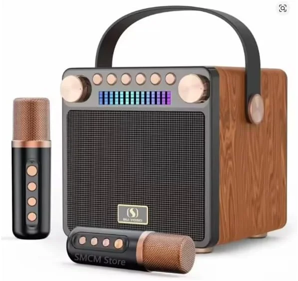 میکروفون کارائوکه بی‌سیم با اسپیکر بلوتوثی 40 واتی و نور RGB و ساب ووفر | میکروفون دستی قابل حمل با TF/USB/AUX | سیستم صوتی مهمانی خانگی برای آواز خواندن، موسیقی و پخش ویدیو (مشکی)