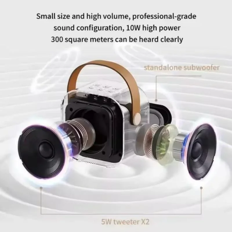 اسپیکر کارائوکه بی‌سیم با میکروفون بلوتوث مدل K12، دستگاه کارائوکه خانگی KTV، نور RGB، اسپیکر بلوتوث مینی قابل حمل (آبی)