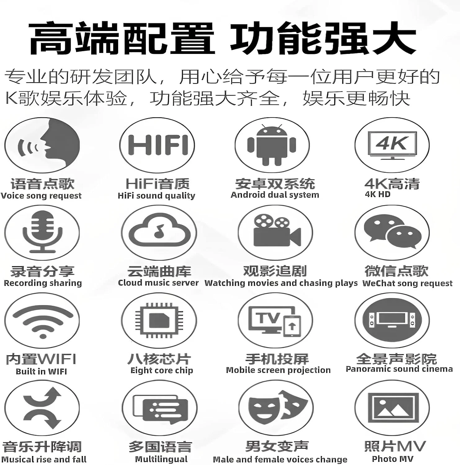 دستگاه کارائوکه چینی مدل KV-V5 با میکروفون بی‌سیم اکو، صفحه لمسی خازنی 22 اینچی، قابلیت دانلود رایگان از فضای ابری، پخش فیلم از یوتیوب و تلویزیون آنلاین چینی، 4 ترابایت