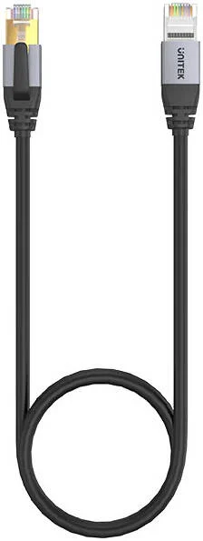 کابل اترنت Cat 8 یونیتک، سرعت انتقال 40 گیگابیت بر ثانیه، پهنای باند 2000 مگاهرتز، جنس رسانا مس بدون اکسیژن، اندازه رسانا 26AWG OD6.8MM، طول کابل 1 متر، مشکی | C18149AGY03-1M