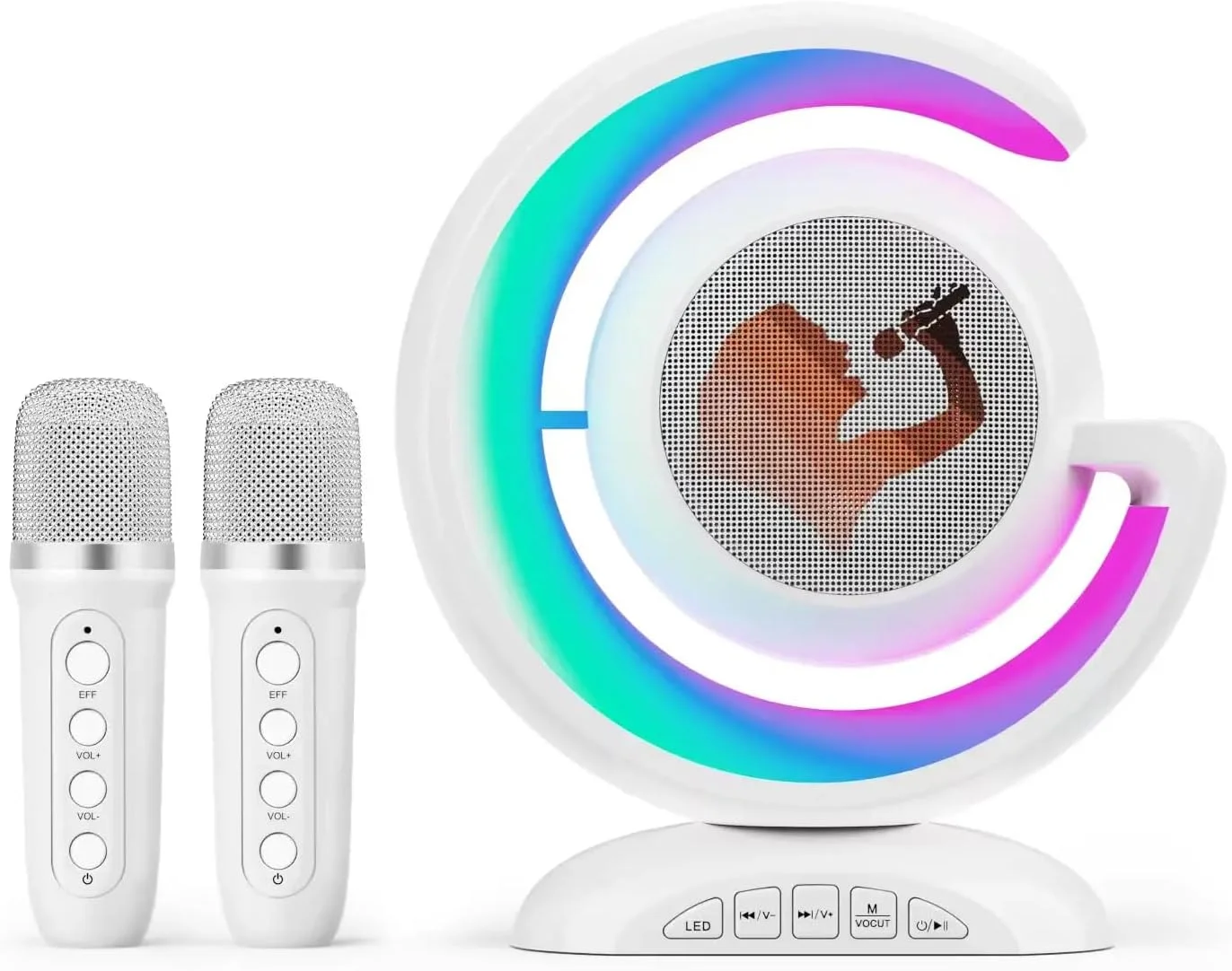 اسپیکر بلوتوث بی‌سیم کارائوکه مدل YS110، جعبه موسیقی کوچک سینمای خانگی با 2 میکروفون، پشتیبانی از TF و USB، چندکاره و قابل حمل