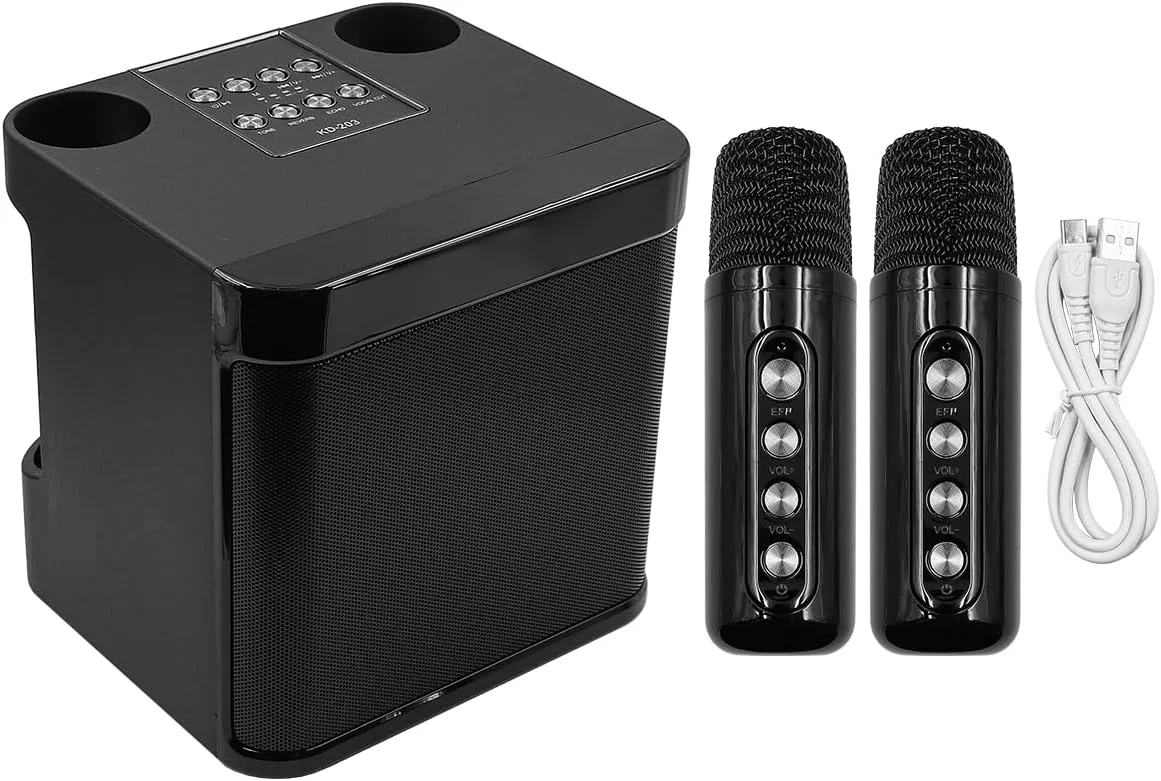 دستگاه کارائوکه قابل حمل بلوتوثی با میکروفون کارائوکه، پشتیبانی از AUX USB TF برای مهمانی