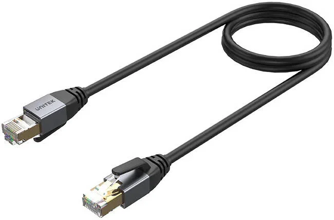 کابل اترنت Cat 8 یونیتک، سرعت انتقال 40 گیگابیت بر ثانیه، پهنای باند 2000 مگاهرتز، جنس رسانا مس بدون اکسیژن، اندازه رسانا 26AWG OD6.8MM، طول کابل 5 متر، مشکی | C18149AGY03-5M