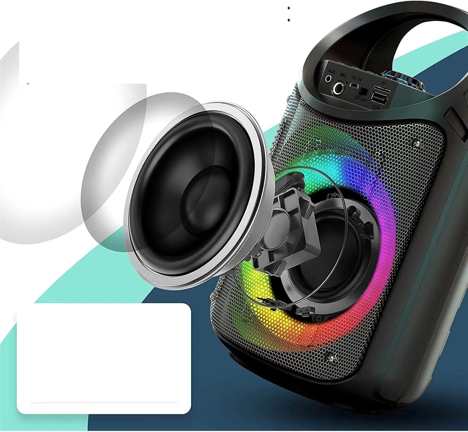 دستگاه کارائوکه بلوتوثی مسافرتی WANAM با چراغ های مهمانی سیمی دستگاه کارائوکه بلوتوثی مسافرتی WANAM با چراغ های مهمانی سیمی