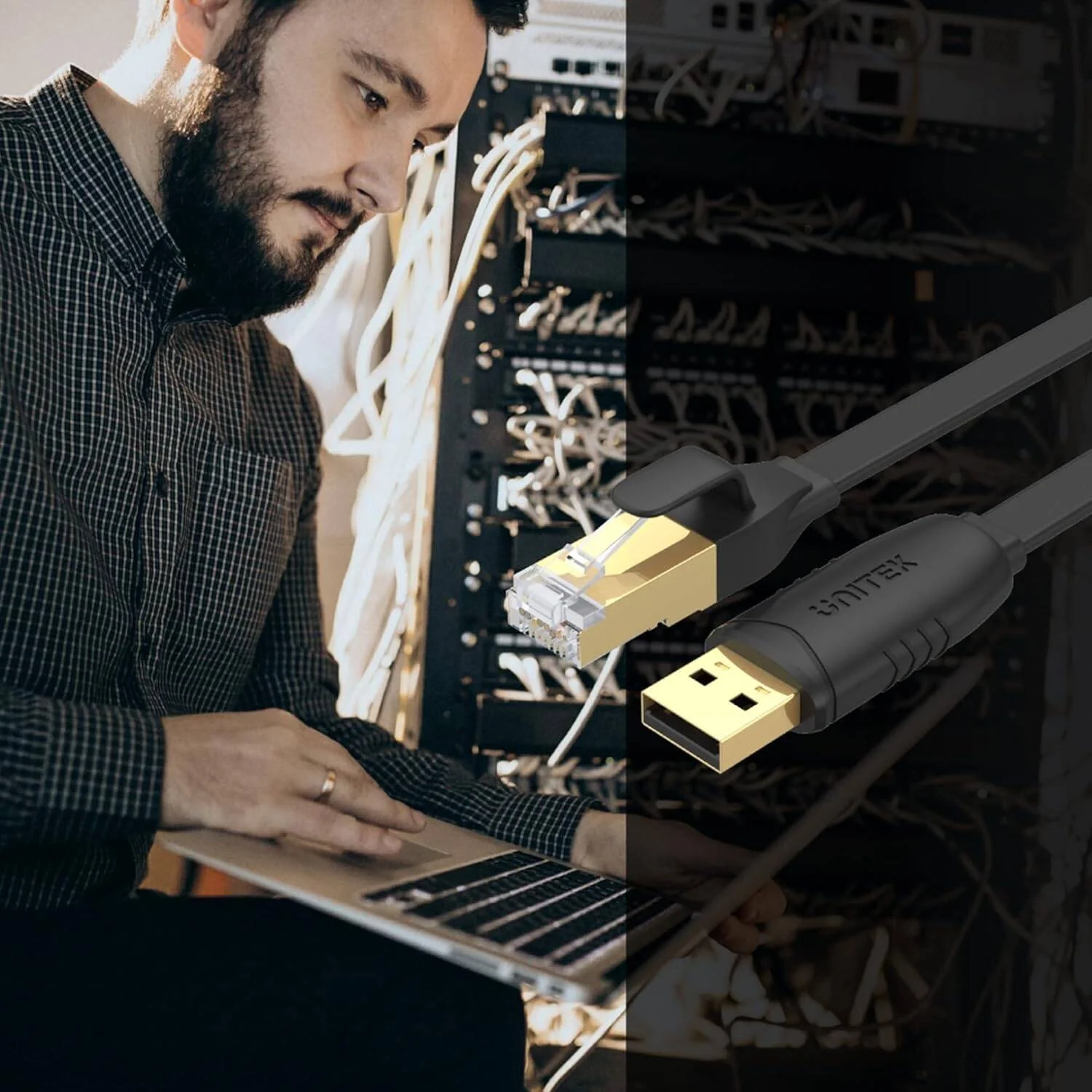 کابل تخت کنسول USB 2.0 به RJ45 یونیتک، 1.8 متری، دارای تراشه FTDI-FT232، سازگار با دستگاه های سیسکو، ویندوز/مک/لینوکس